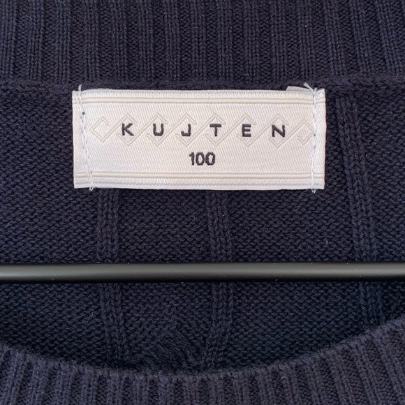 🇫🇷 Kujten 100% Cashmere Navy Cable Knit Short Sleeve Sweater - Picture 6 of 9